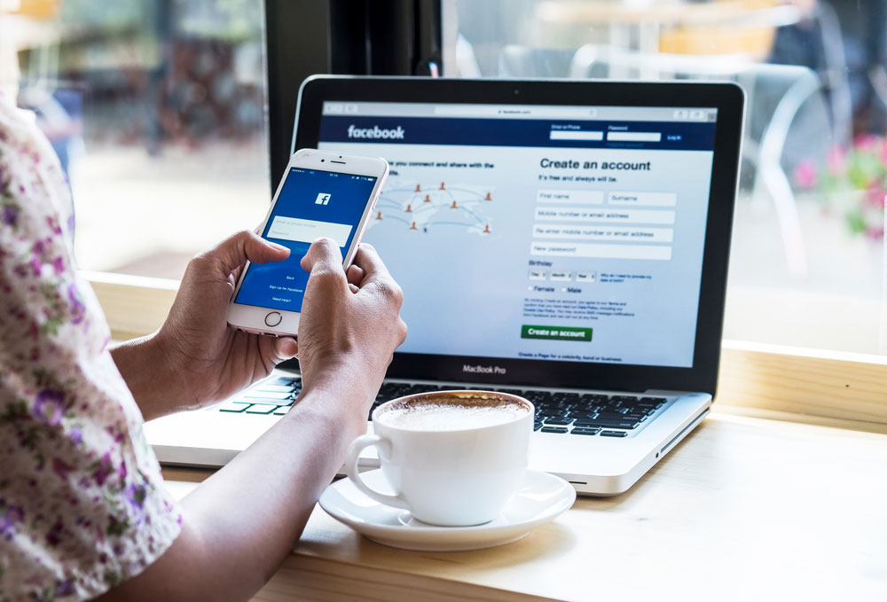 Woman Using Facebook